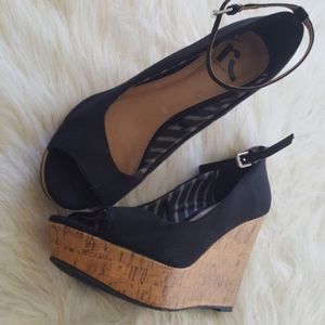 Black Wedge Platform Heels